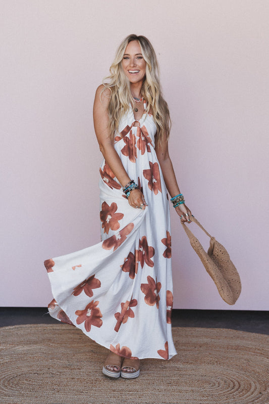 Rebel Breeze Halter Maxi Dress - Toffee