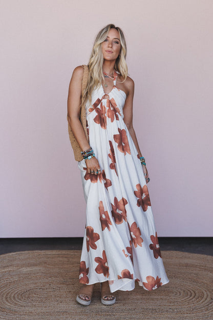 Rebel Breeze Halter Maxi Dress - Toffee