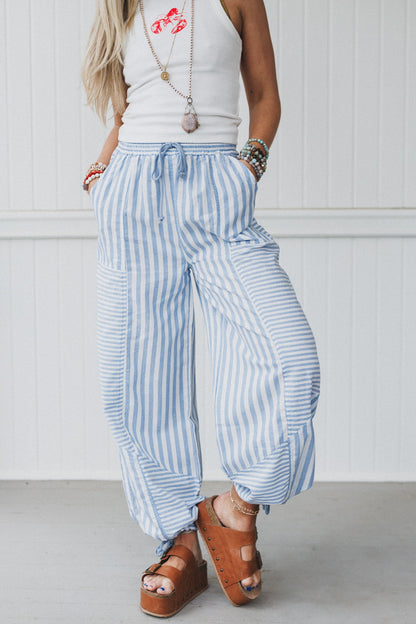 Aveline Striped Pants - Blue