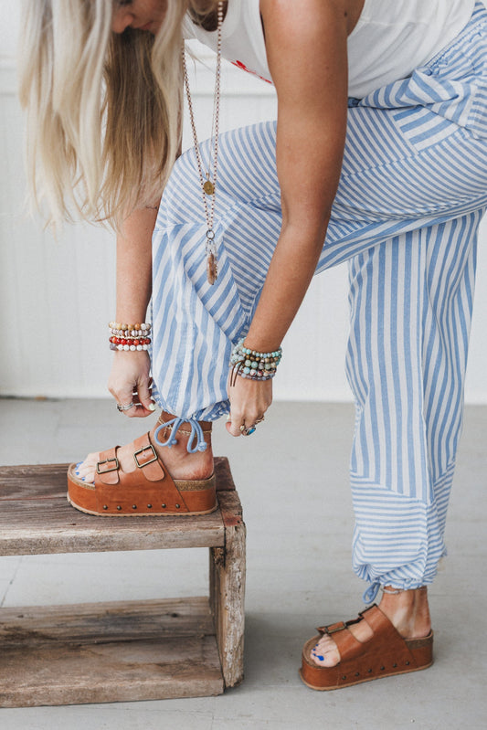 Aveline Striped Pants - Blue