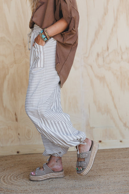 Aveline Striped Pants - Taupe