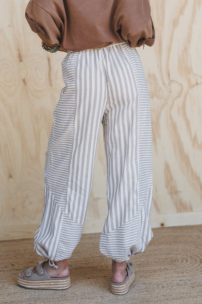 Aveline Striped Pants - Taupe
