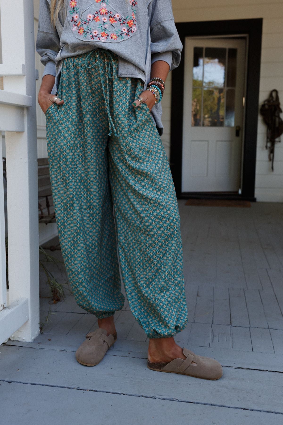 The Nest Mystic Mirage Printed Joggers - Teal