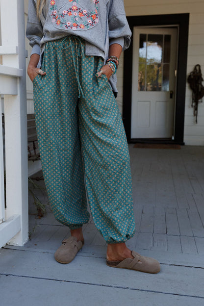 The Nest Mystic Mirage Printed Joggers - Teal