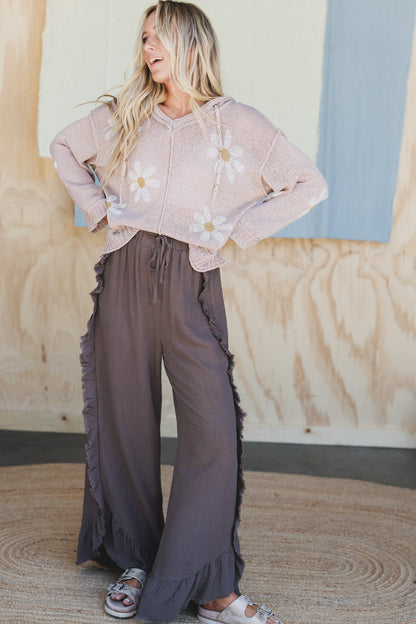 Zhara Ruffle Hem Pants - Ash