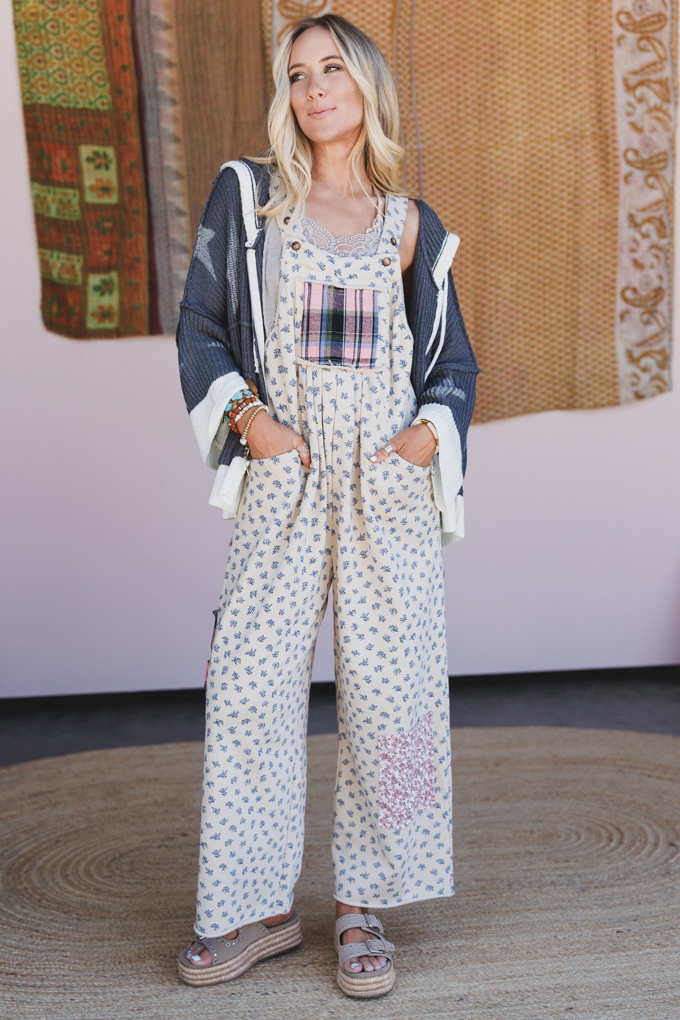 Petal Patch Overalls - Latte