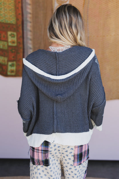 Casual Stars Zip Up Hoodie - Charcoal