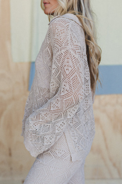Wild Contrast V Neck Sweater - Oatmeal