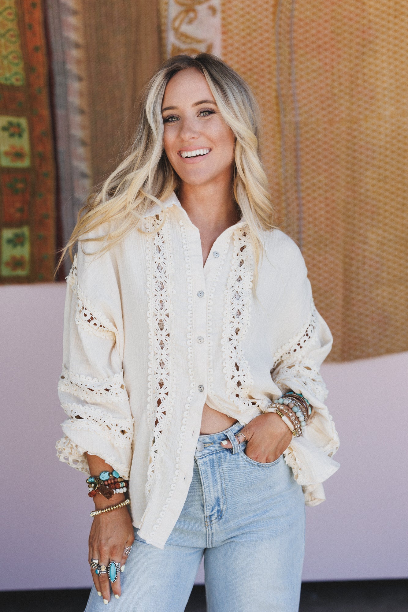 Hideout Button Up Top - Cream