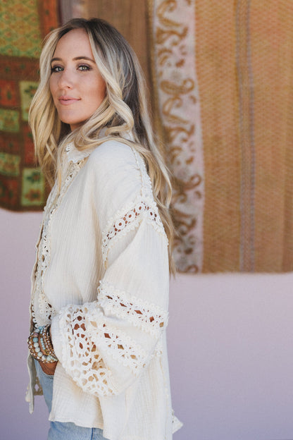 Hideout Button Up Top - Cream
