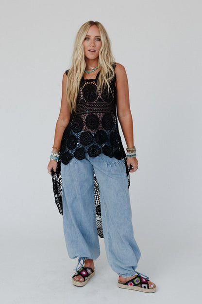 Serene Dream Crochet Lace Top - Black