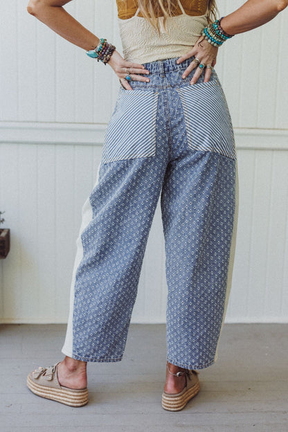 Luna Textured Pants - Denim