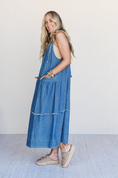 New Frontier Overalls Dress - Medium Denim