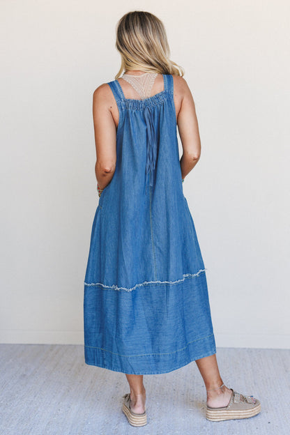 New Frontier Overalls Dress - Medium Denim