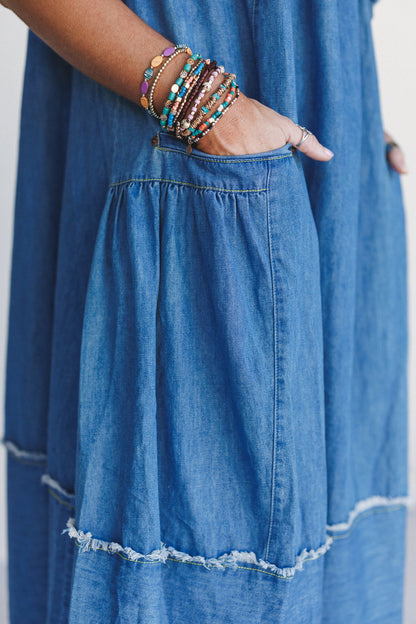 New Frontier Overalls Dress - Medium Denim