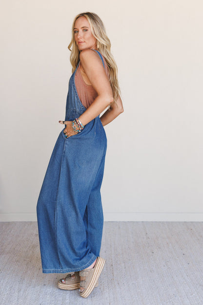 Wild Bay Pocketed Denim Jumpsuit - Medium