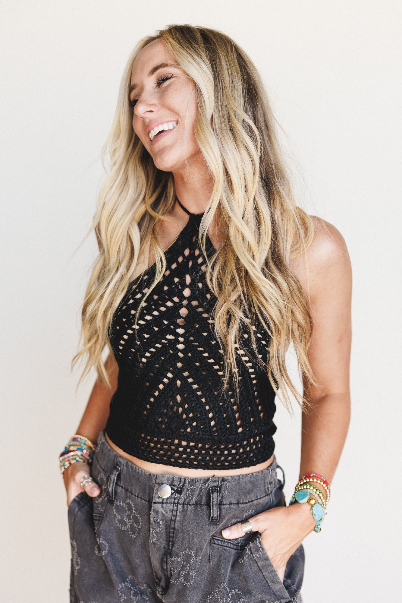 Keilani Halter Tie Top - Black