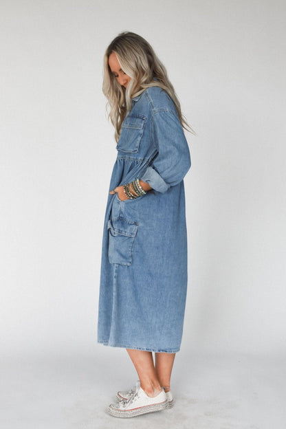 Wild Willow Denim Maxi Dress - Light Denim