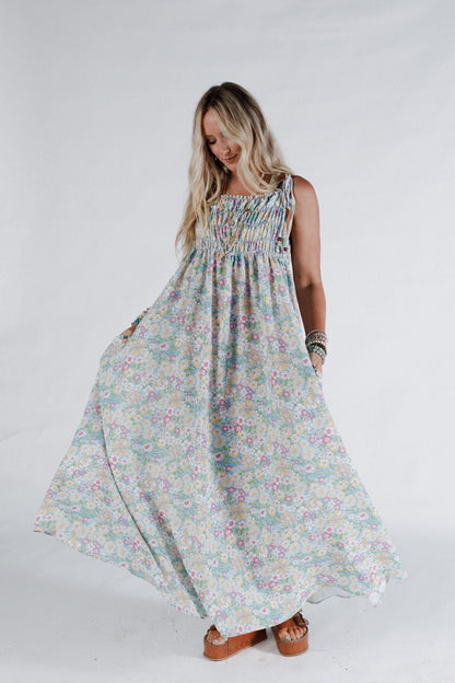 The Nest Bohemian Grace Maxi Dress - Green Floral