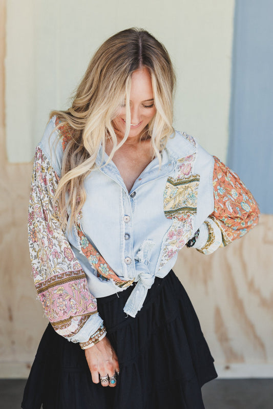 Lush Layers Button Down Top - Blue