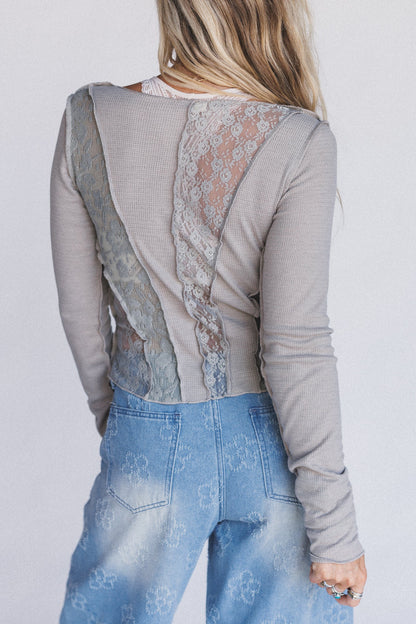 Caia Long Sleeve Lace Top - Gray