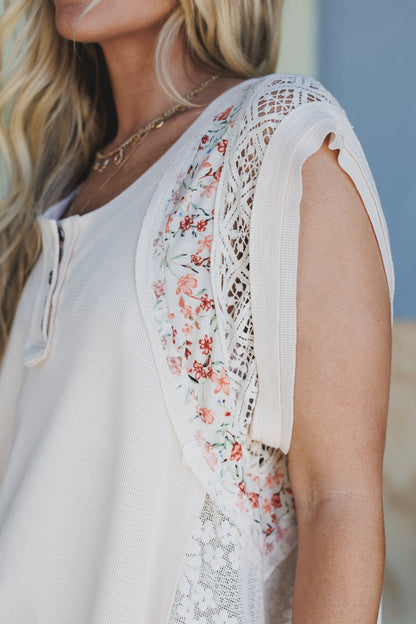 Sunlit Blooms Floral Top - Cream