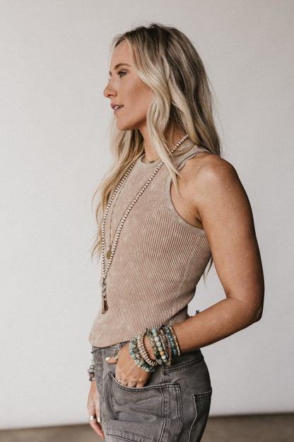Everly Ribbed Tank Top - Mocha
