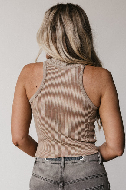 Everly Ribbed Tank Top - Mocha