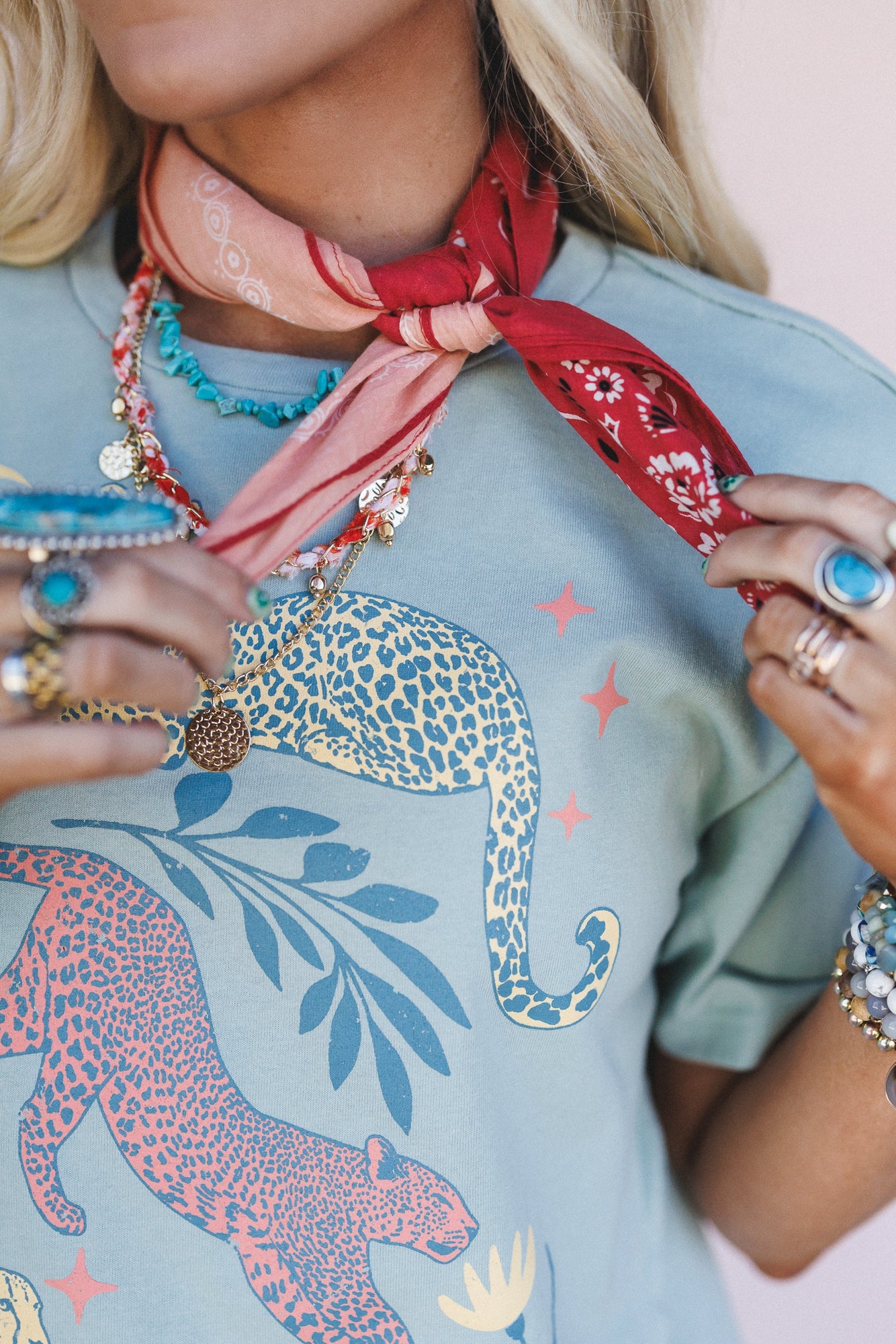 Trail Days Two Tone Floral Bandana - Rust Multi