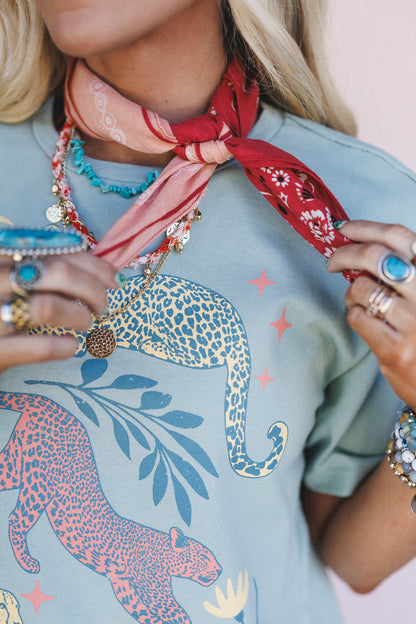 Trail Days Two Tone Floral Bandana - Rust Multi