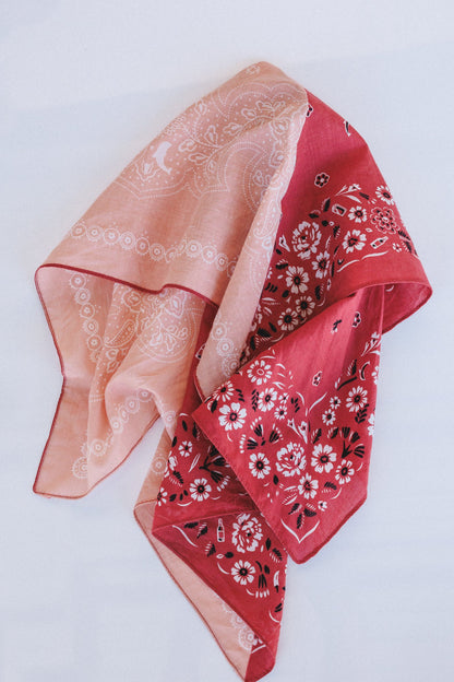 Trail Days Two Tone Floral Bandana - Rust Multi