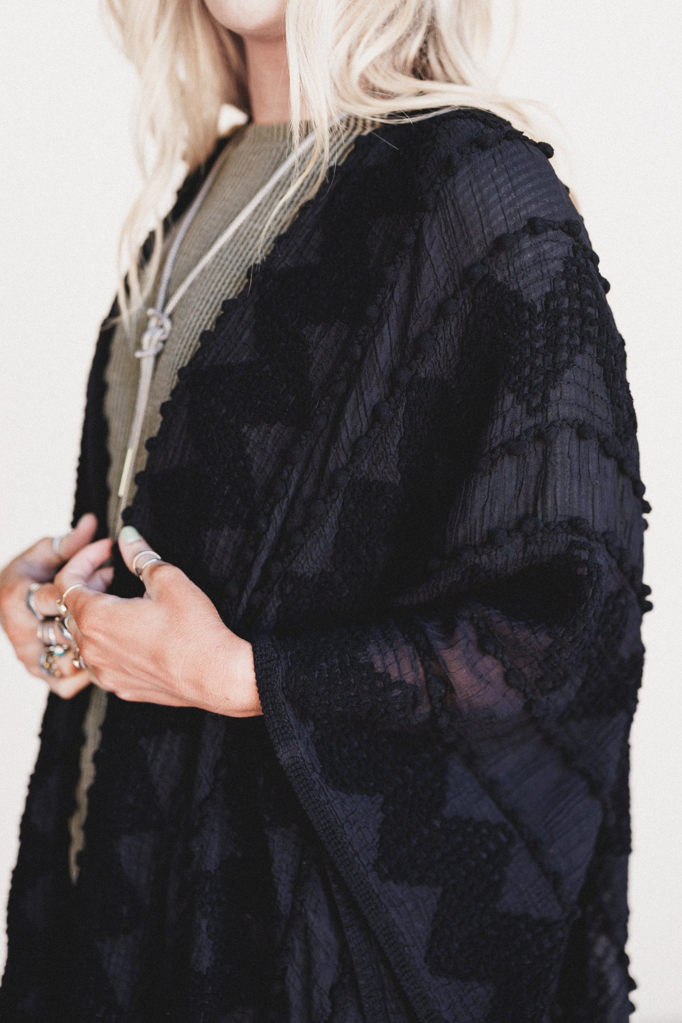 Bali Embroidered Kimono - Black