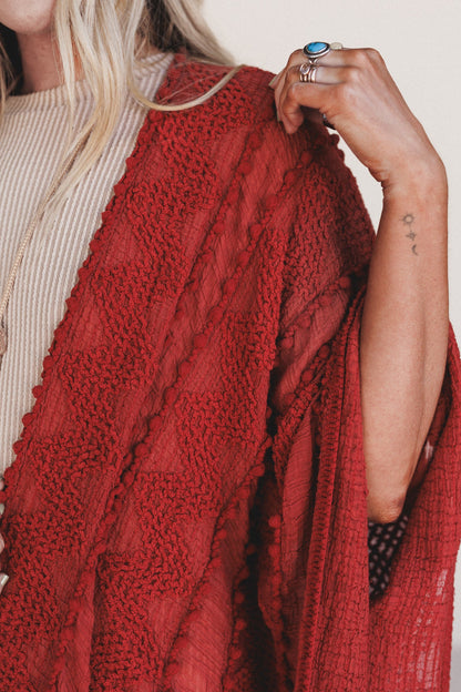 Bali Embroidered Kimono - Rust