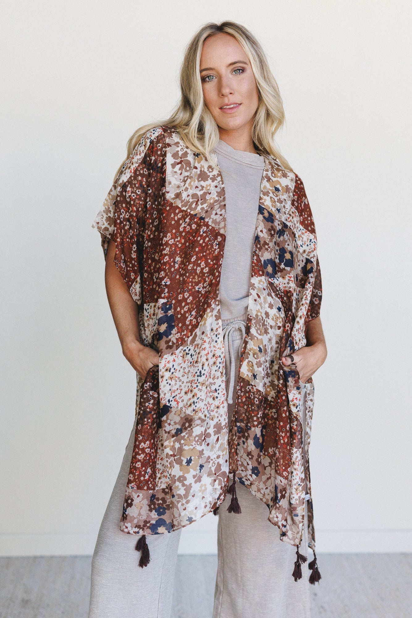Garden Fairy Floral Kimono - Brown