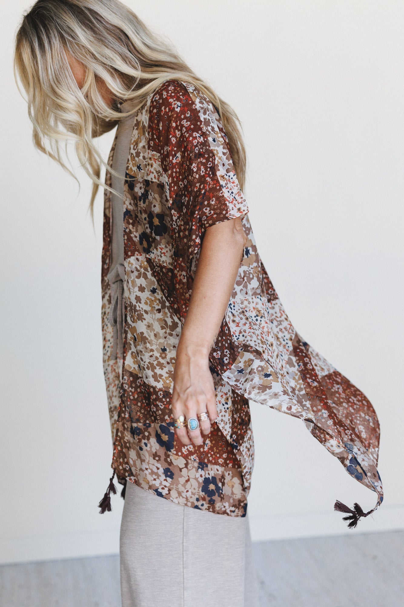 Garden Fairy Floral Kimono - Brown