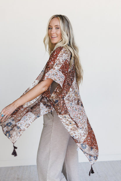Garden Fairy Floral Kimono - Brown