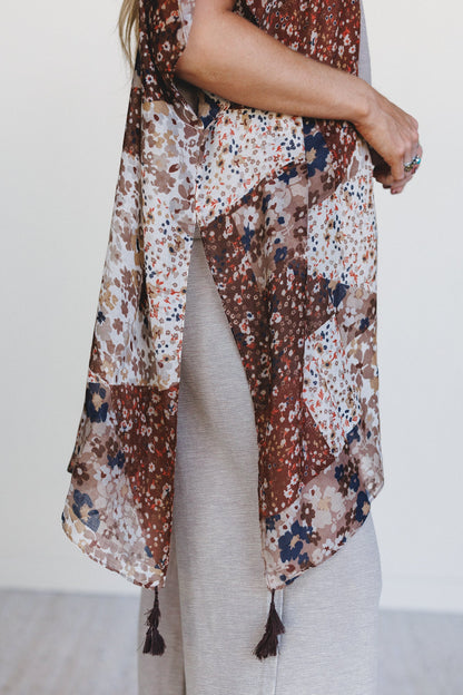 Garden Fairy Floral Kimono - Brown