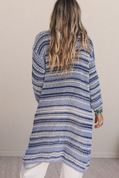 Soul Synced Striped Cardigan - Blue Multi