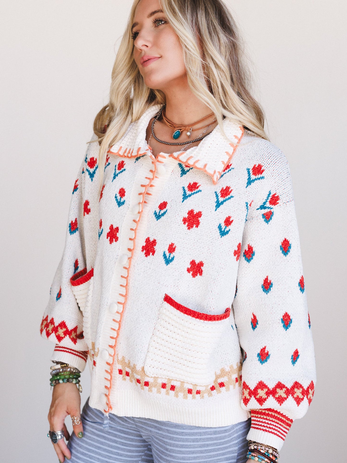 Country Heart Sweater - Cream