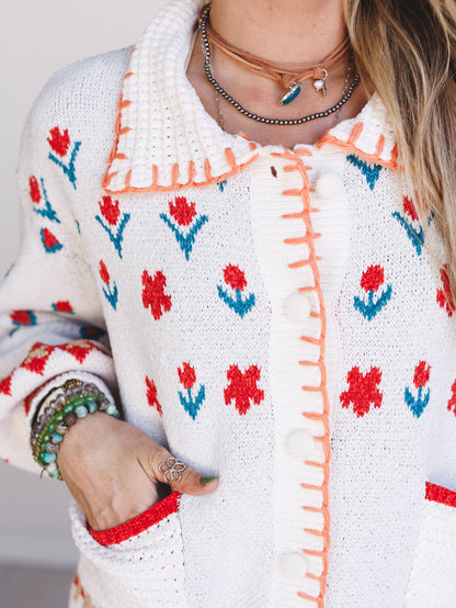 Country Heart Sweater - Cream