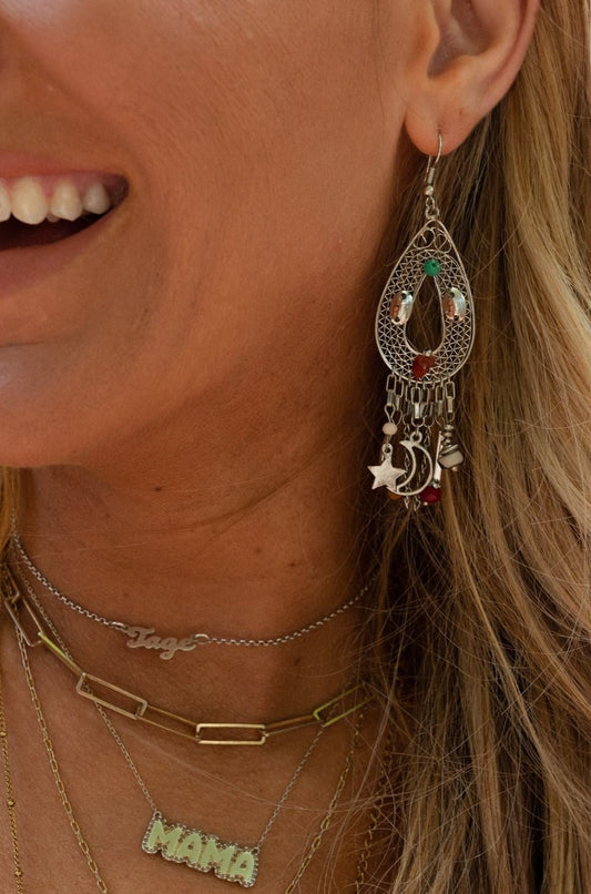 Rare Gaze Multi Bead Earrings - Silver