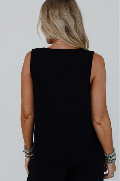 Salt Air Button Vest - Black