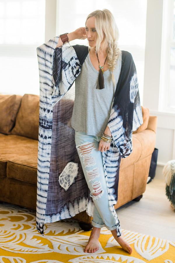 Spellbound Tie Dye Kimono - Black