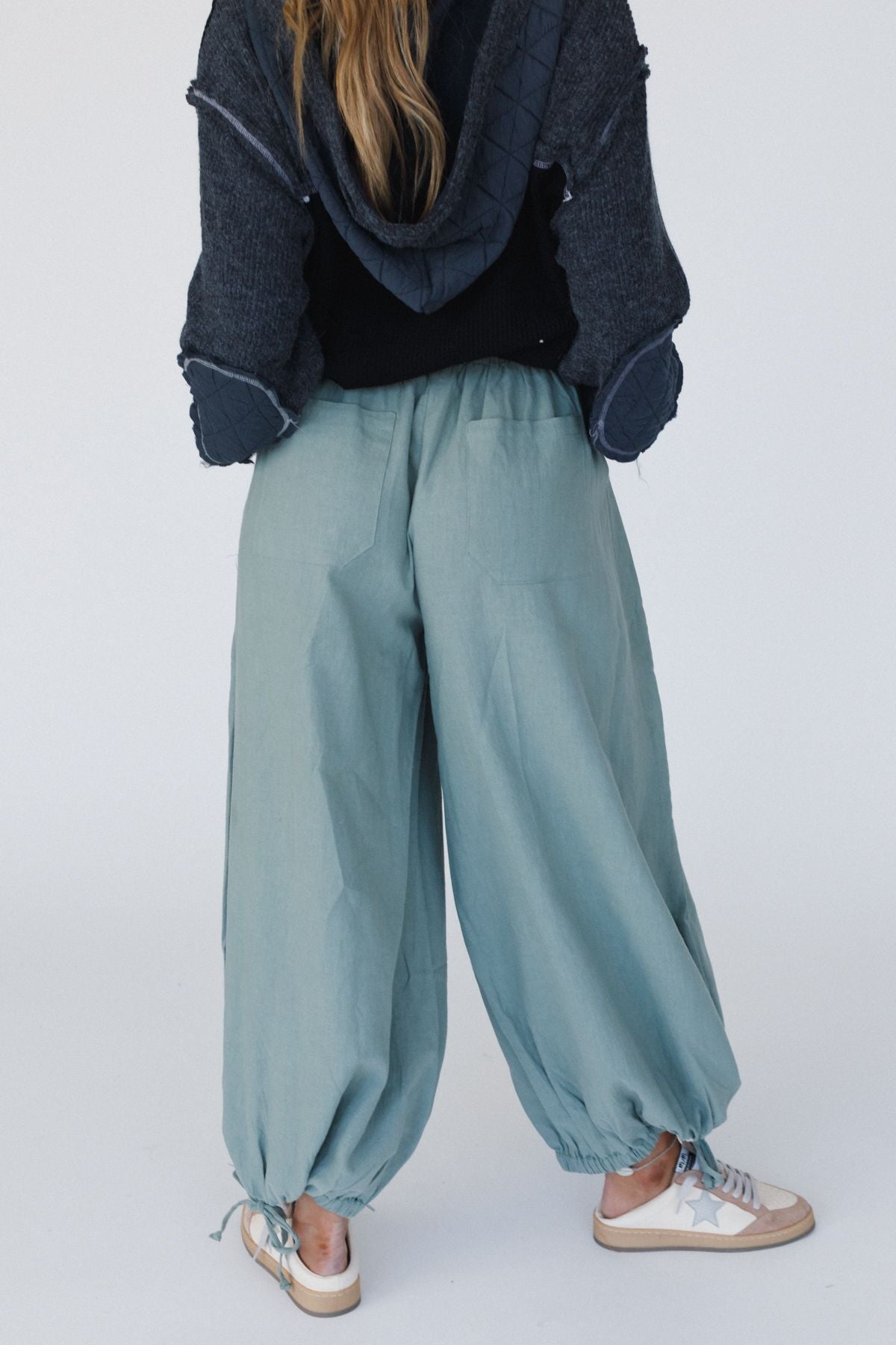 The Nest Theadora Wide Leg Cinched Pants - Light Olive