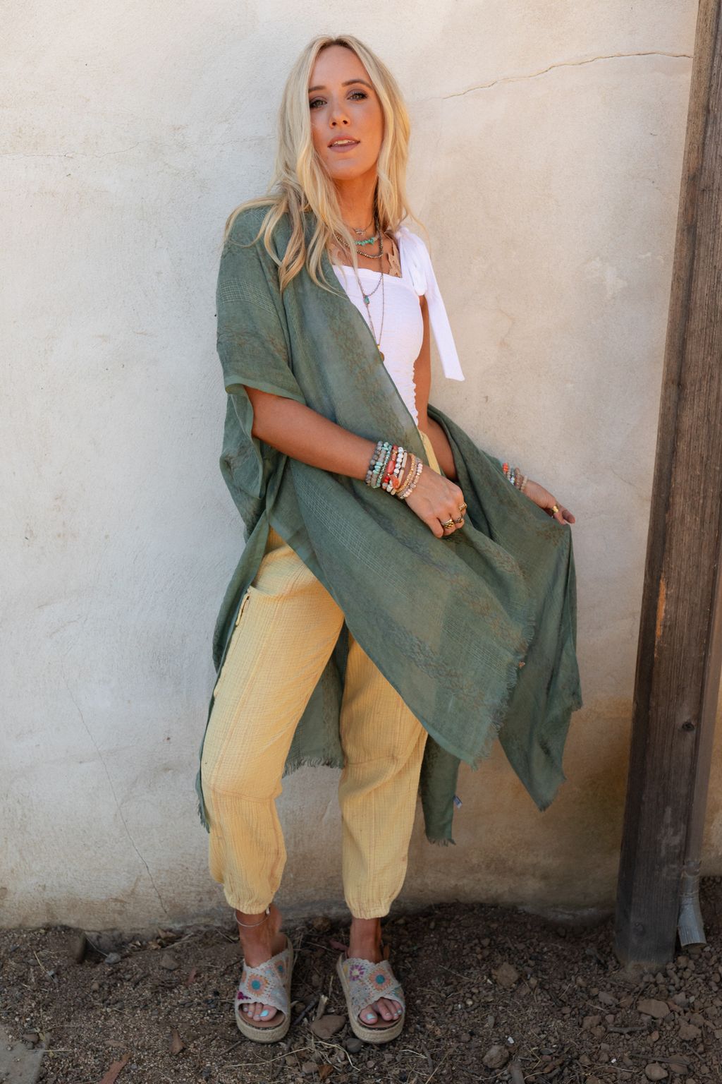Sunny Afternoon Duster Kimono - Sage