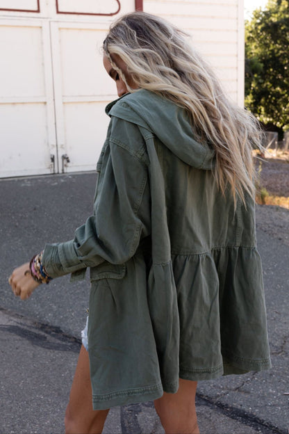 Layers On Layers Perfect Boho Parka - Olive