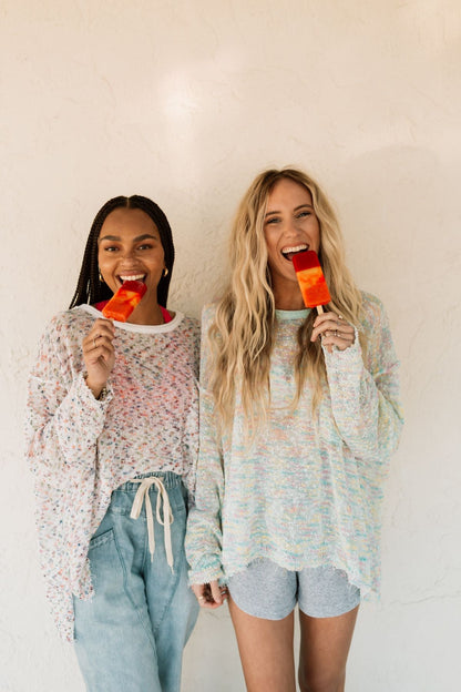 Speckled Beauty Pullover Sweater - White