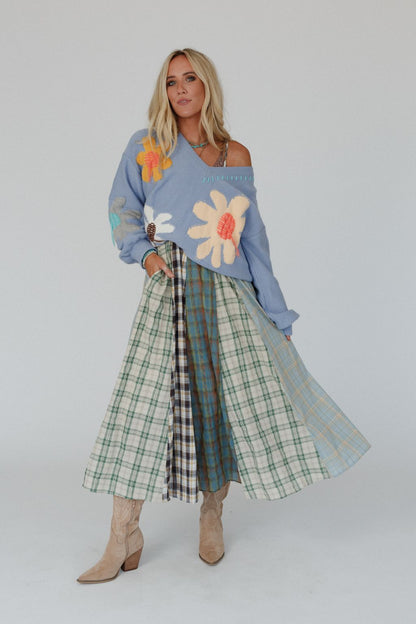 Western Charm Checkered Dress - Mint