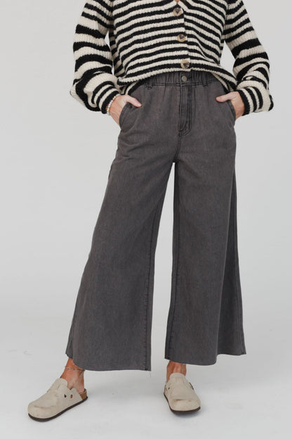 Simply You Wide Leg Jeans - Washed Black