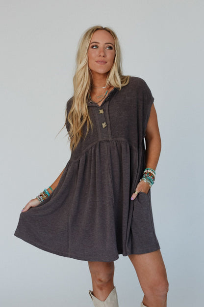 The Nest Sweet Nothings Baby Doll Dress - Charcoal